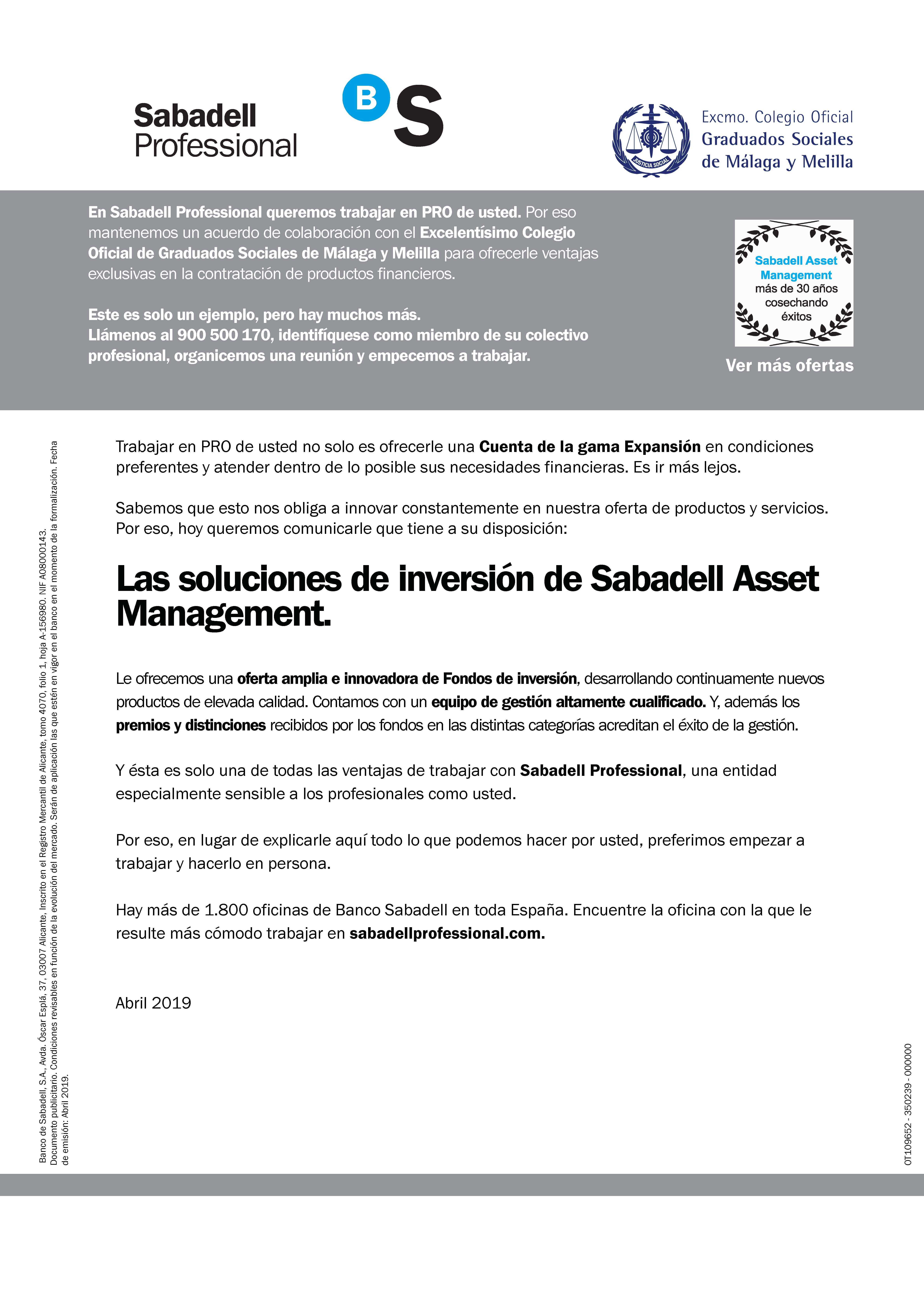 LAS SOLUCIONES DE INVERSION DE DE SABADELL ASSET MANAGEMENT1 Página 1