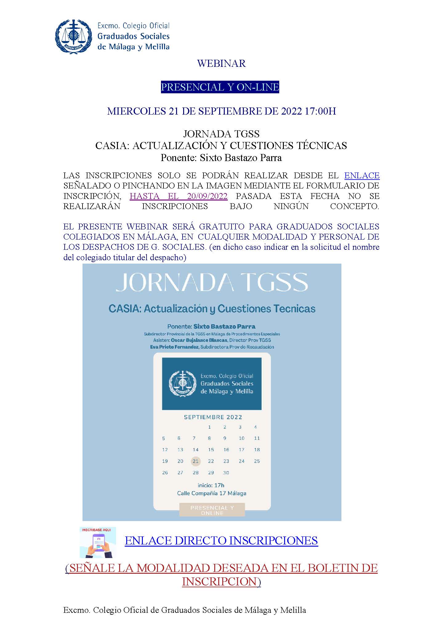JORNADA TGSS CASIA ACTUALIZACION Y CUESTIONES TECNICAS 21.09.2022